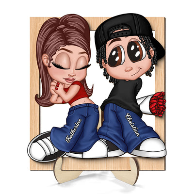 Y2K Couple Frame Personalized 2-layer Wooden Plaque, Unique Valentine's Day Gift For Him, Gift For Her