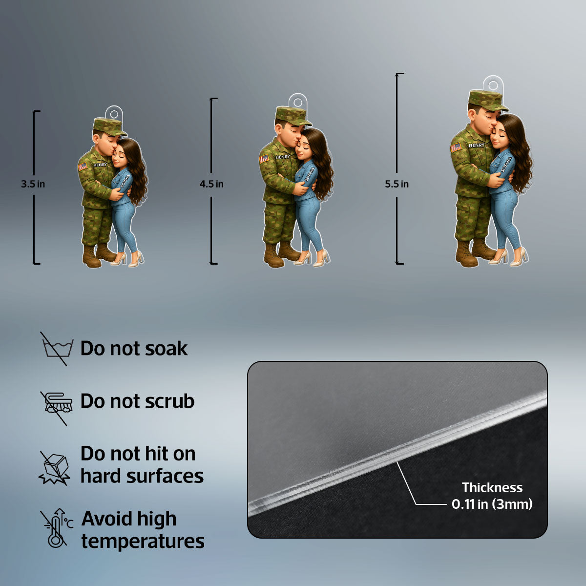 Army Hugging Couple - Personalized Acrylic Ornament - Perfect Christmas Gift For Couple, For Him, For Her