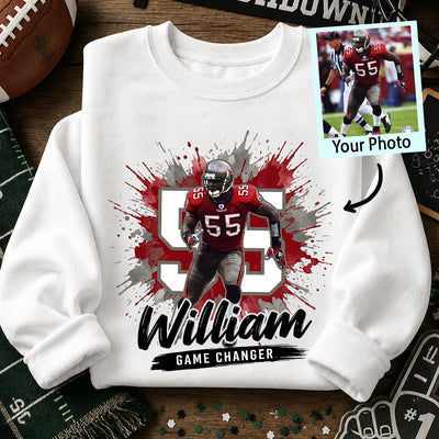 Football Player Splash Watercolor Custom Portrait From Your Photo - Personalized Shirt - Football Mom & Team Gift