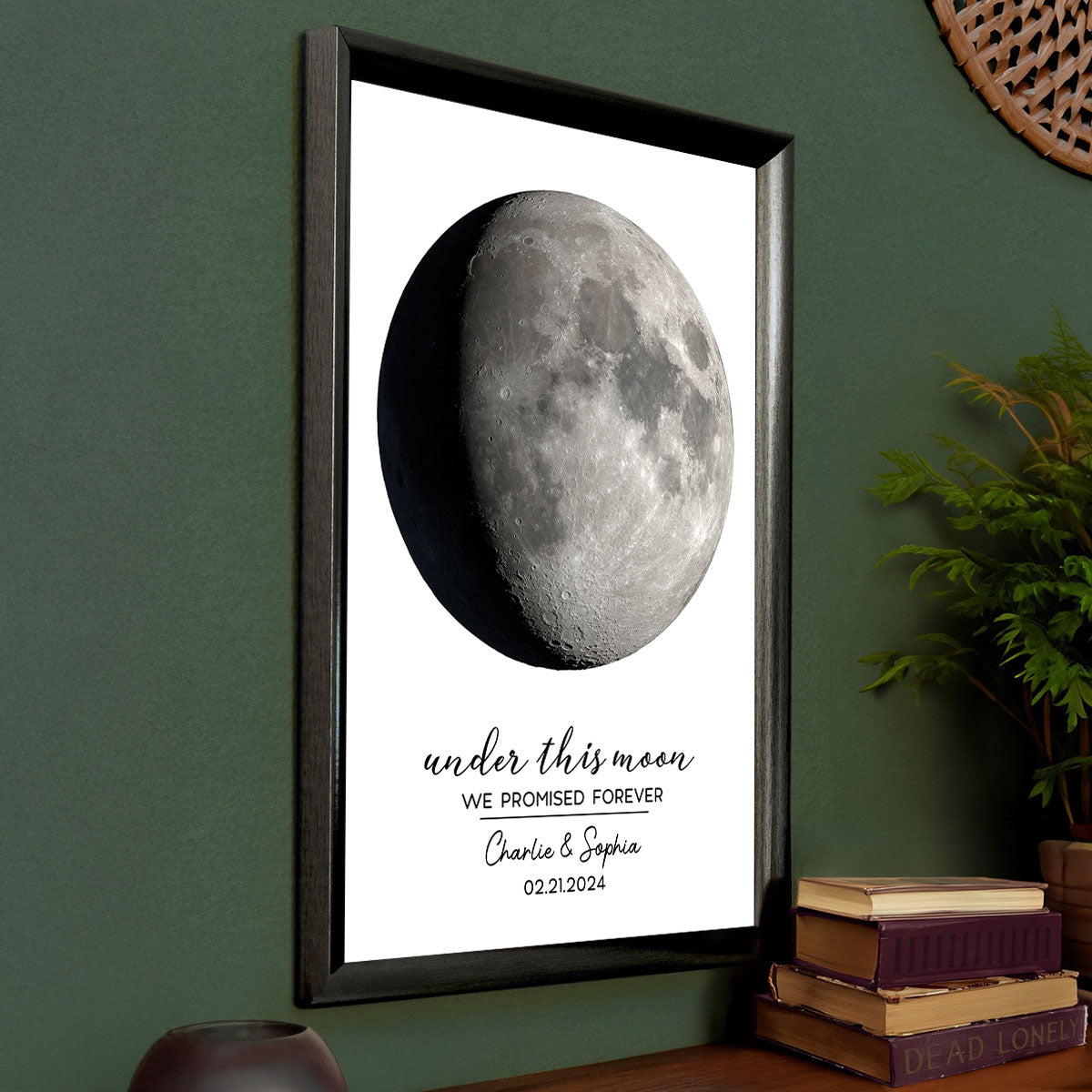 Under This Moon We Promise Forever Couple Custom Moon Phases Anniversary Date Personalized Poster, Anniversary Gift, Wedding Gift For Couple, For Him, For Her, Boyfriend, Girlfriend, Husband, Wife