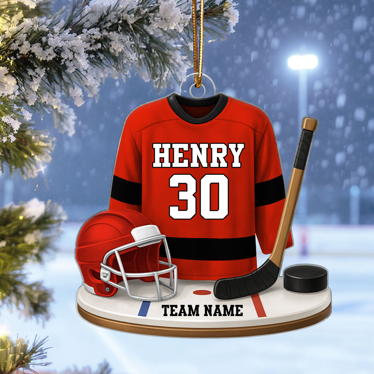 Hockey Kit Jersey 3D Effect - Personalized Acrylic Ornament - Christmas Gift For Son, Grandson, Boyfriend