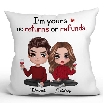 Doll Couple Sitting Personalized Pillow (Insert Included)