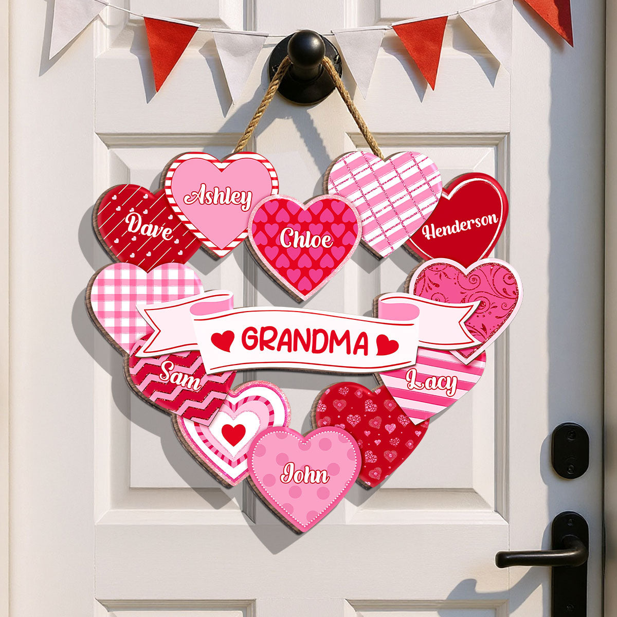 Grandma's Sweethearts Coquette Valentine's Day - Personalized Door Hanger Sign