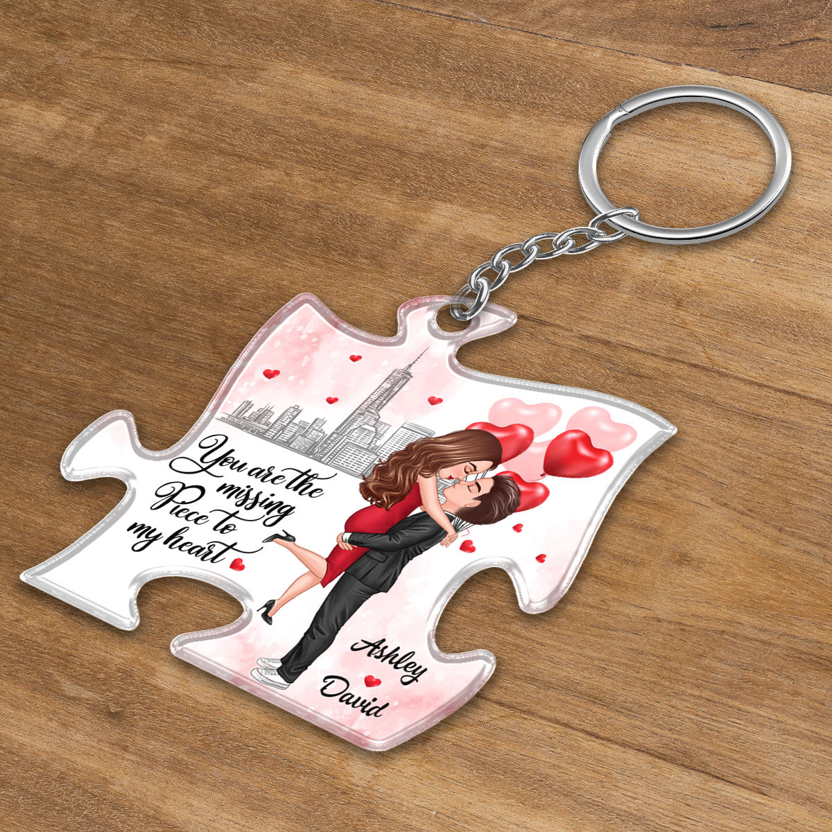 The Missing Piece To My Heart Couple Favorite Song Scannable QR Code Personalized Puzzle Acrylic Keychain