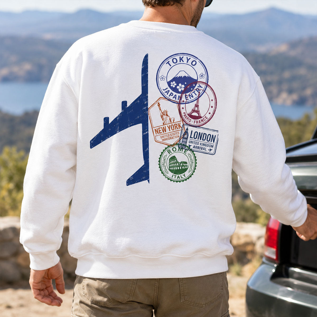 World Travel Passport Stamps - Personalized Shirt - Gift for Travel Lovers & Adventurers