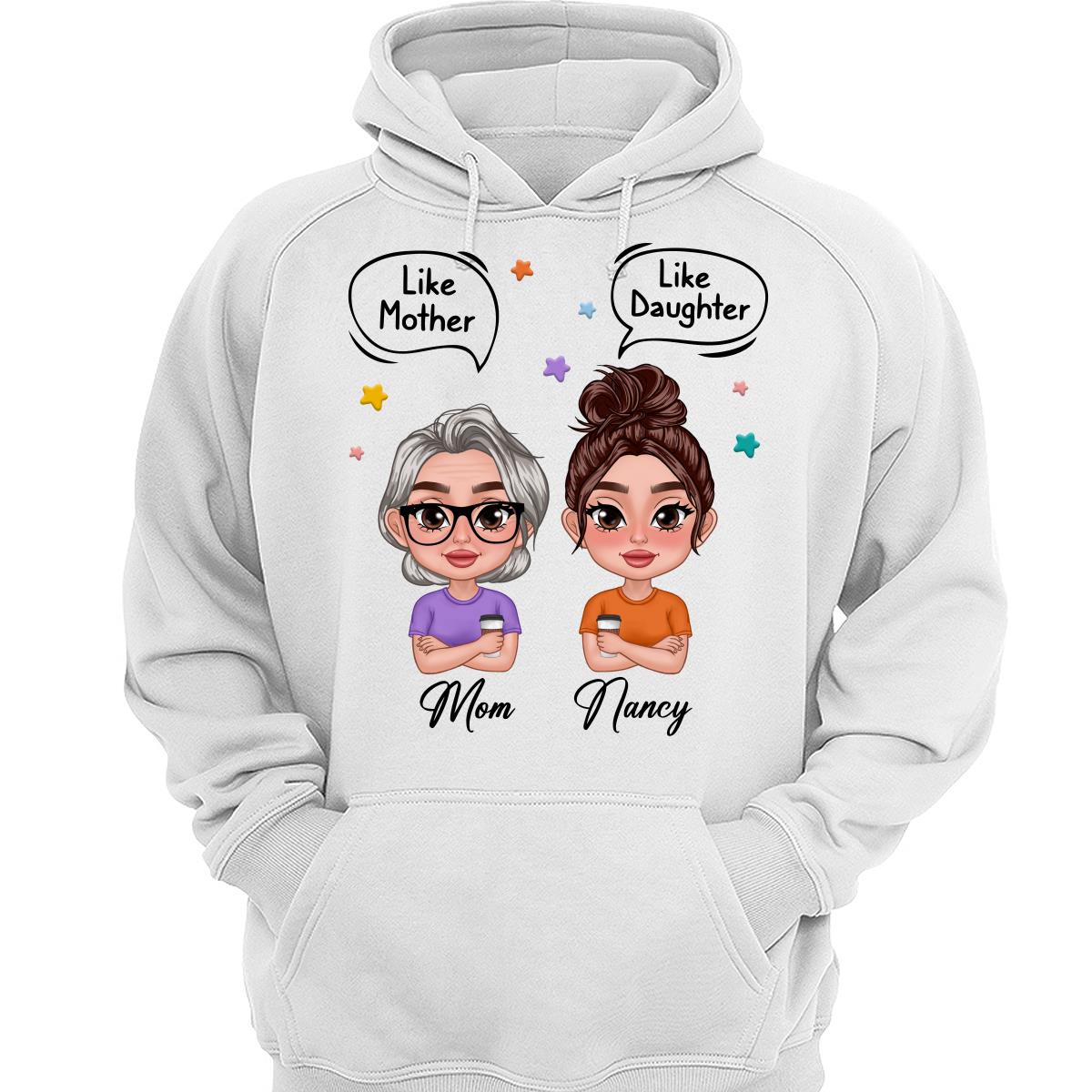 Like Mother Like Daughter Text Bubble Doll Women Thick Lips Personalized Shirt