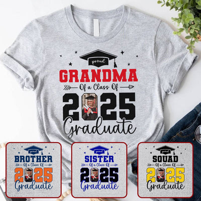 Proud Family Of 2025 Senior Graduation Photo Personalized Shirt