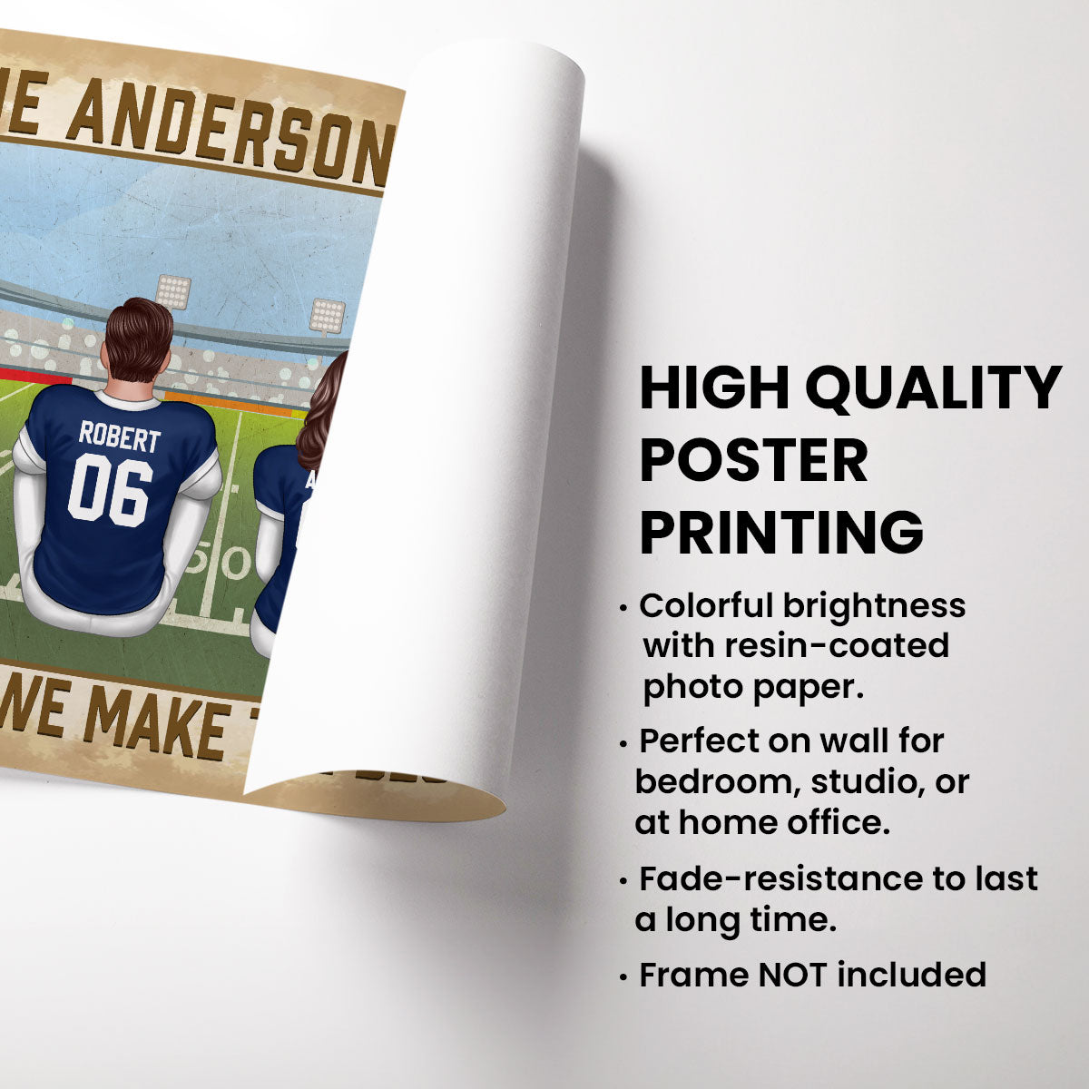 American Football Family Together We Make The Best Team Personalized Poster, Gift For Dad, For Grandpa, For Husband