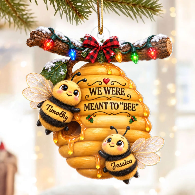 Couple Bees Hive 2D Flat - Personalized Acrylic Ornament - Christmas Gift For Couples, Gift For Her, Gift For Him