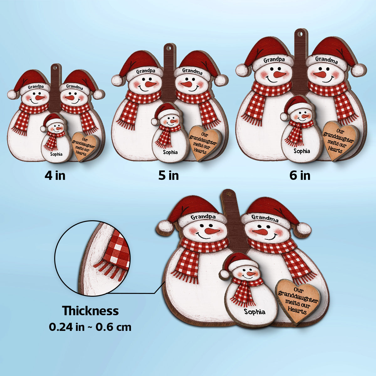 My Grandkid Melts My Heart - Personalized 2-Layer Wooden Ornament - Christmas Gift For Granddaughter, Grandson