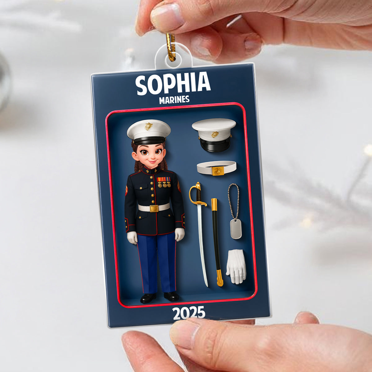 Marines Action Figure 3D Effect Personalized Acrylic Ornament - Special Gift For The Marines