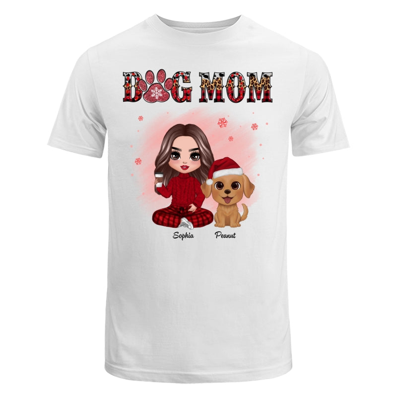 Leopard And Checkered Pattern Christmas Doll Dog Mom Watercolor Cute Dogs Personalized Shirt