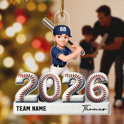 Proud Baseball Player With Year 3D Effect - Personalized Acrylic Ornament - Gift For Teenage, Kids