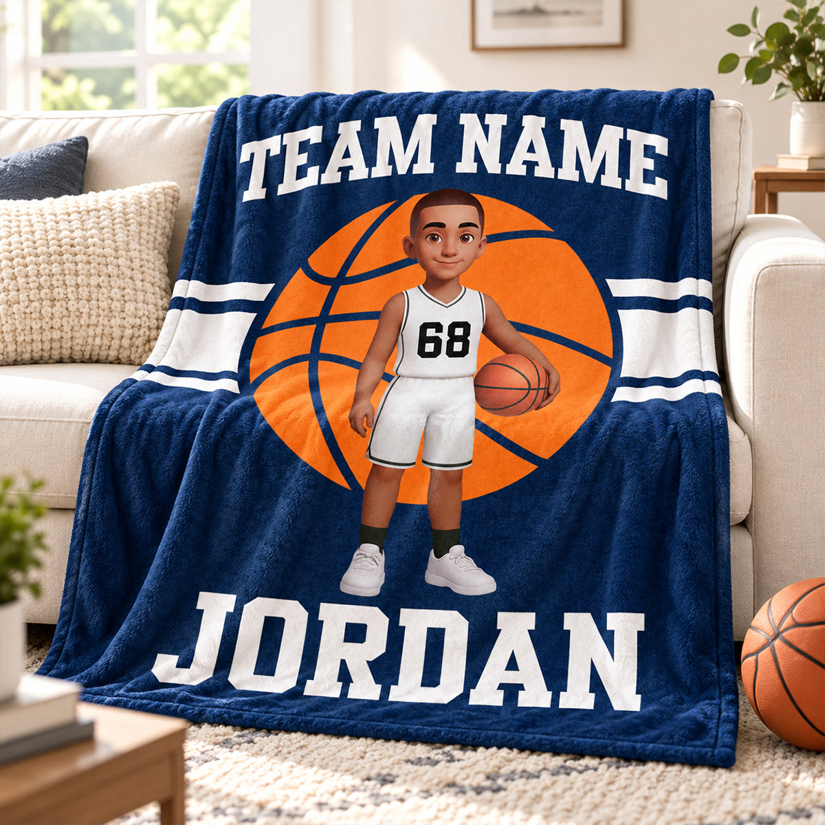 Basketball Girl Boy Player Custom Name And Team Name - Personalized Fleece Blanket - Christmas Gift For Basketball Players, Basketball Lovers, Granddaughter, Daughter, Grandson, Son