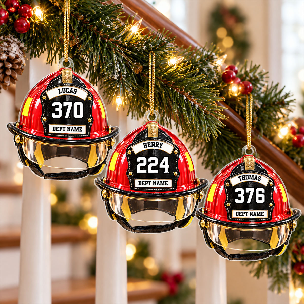 Firefighter Helmet Front View 2D Flat Printed - Personalized Acrylic Ornament - Christmas Gift For Firefighter Department