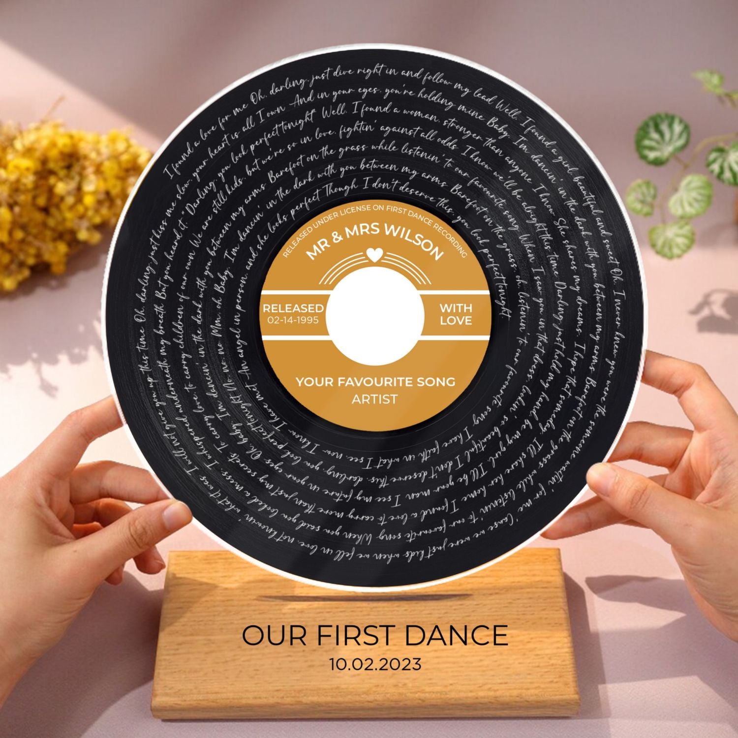 Custom Vinyl Record Label Print Acrylic Song Plaque, Perfect Wedding Gift, Anniversary Gift For Him For Her