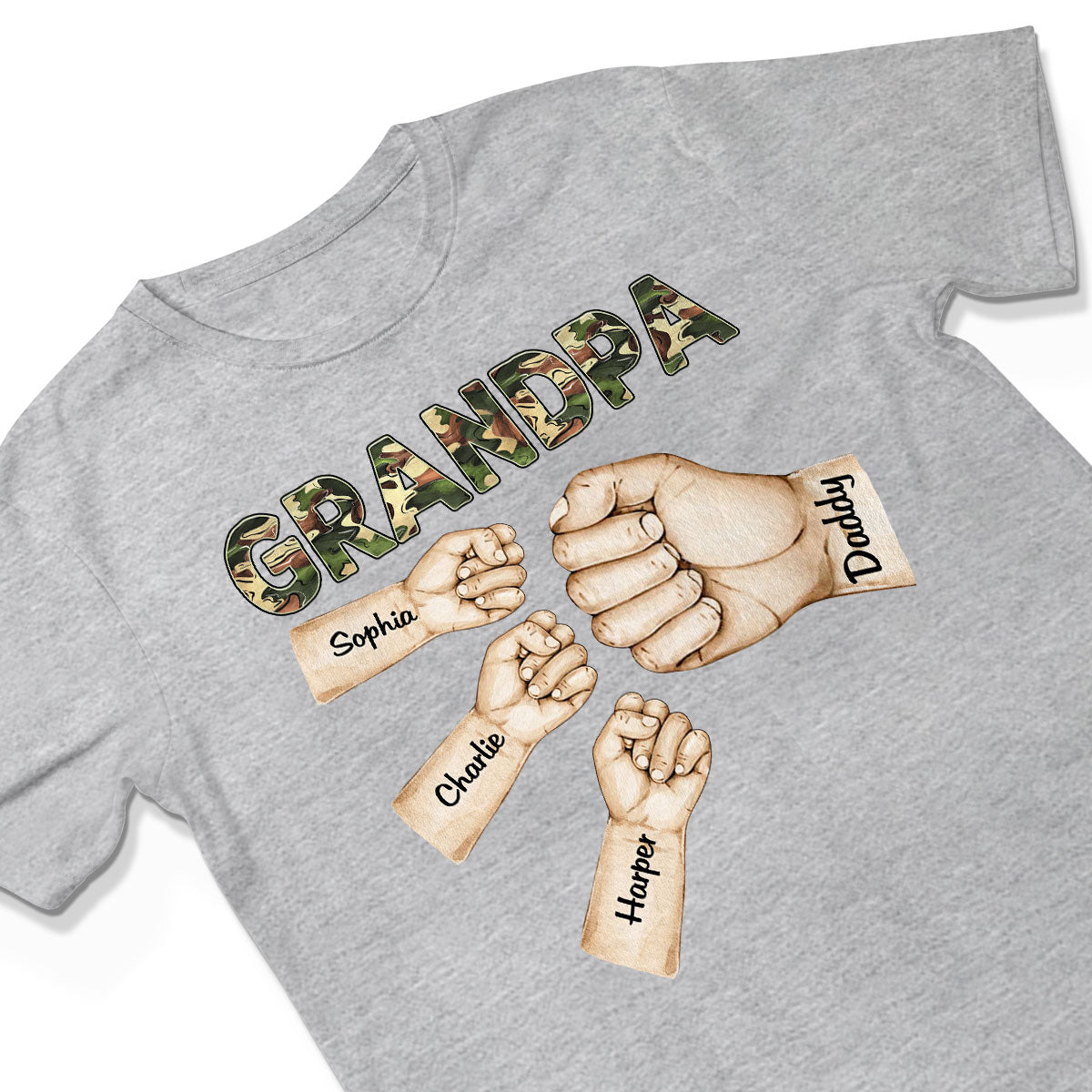 Camouflage Grandpa Dad Fist Bump Personalized Shirt
