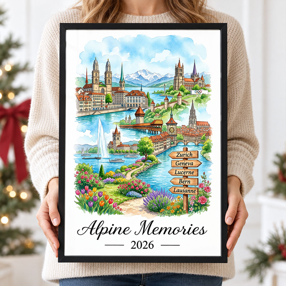 Our Adventures Custom Names & Year - Personalized Poster - Travel Christmas Keepsake Gift For Couples, Husband, Wife, Boyfriend, Girlfriend