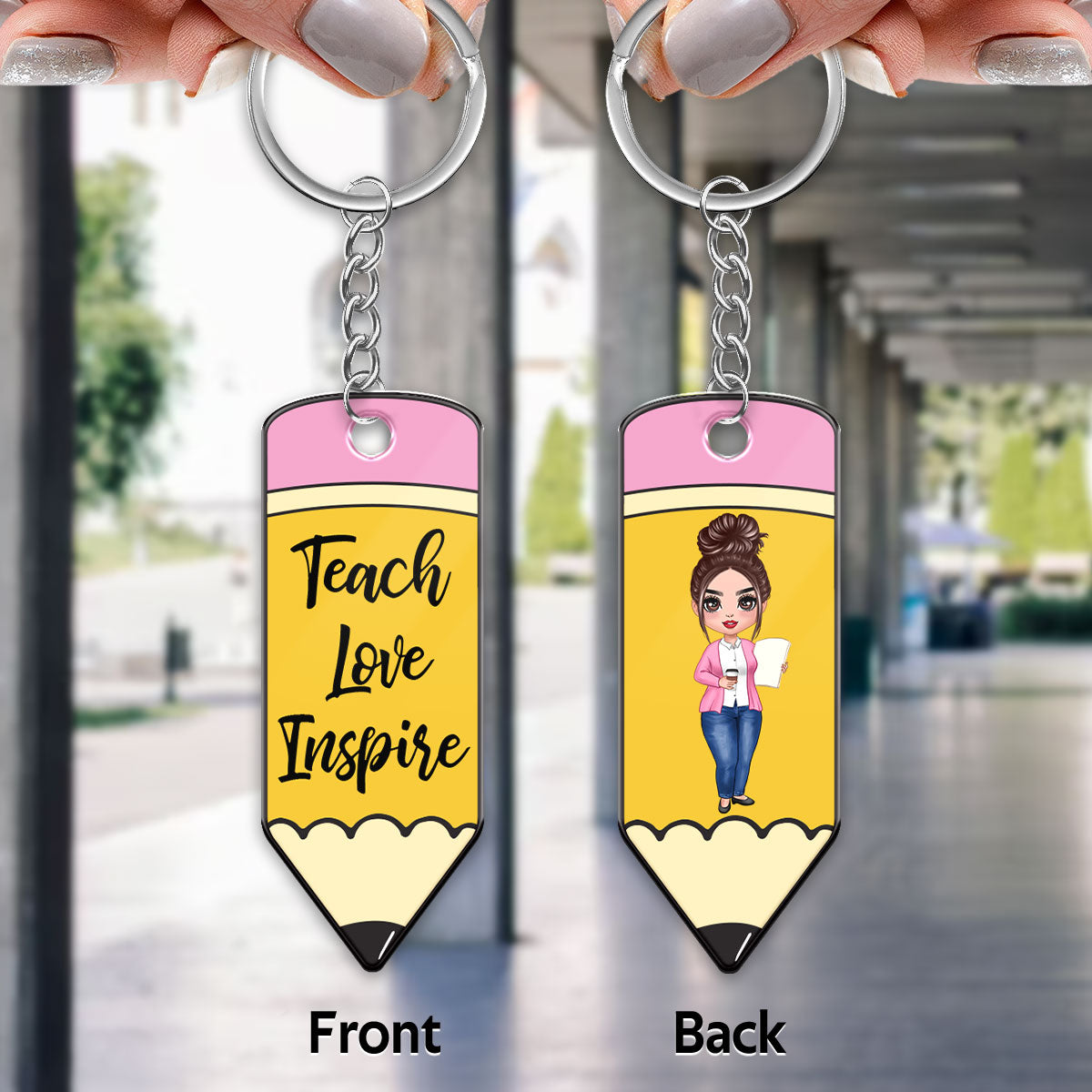Best Teacher Ever Doll Teacher Personalized Crayon Shaped Acrylic Keychain