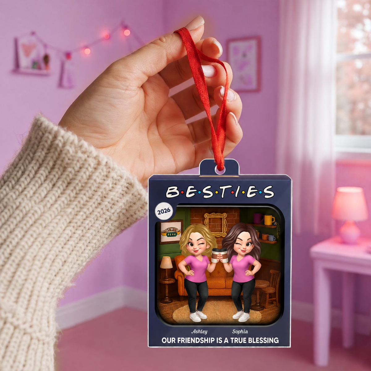 Besties Forever Toy Box Style - Personalized Acrylic Ornament - Christmas Gift For Friends