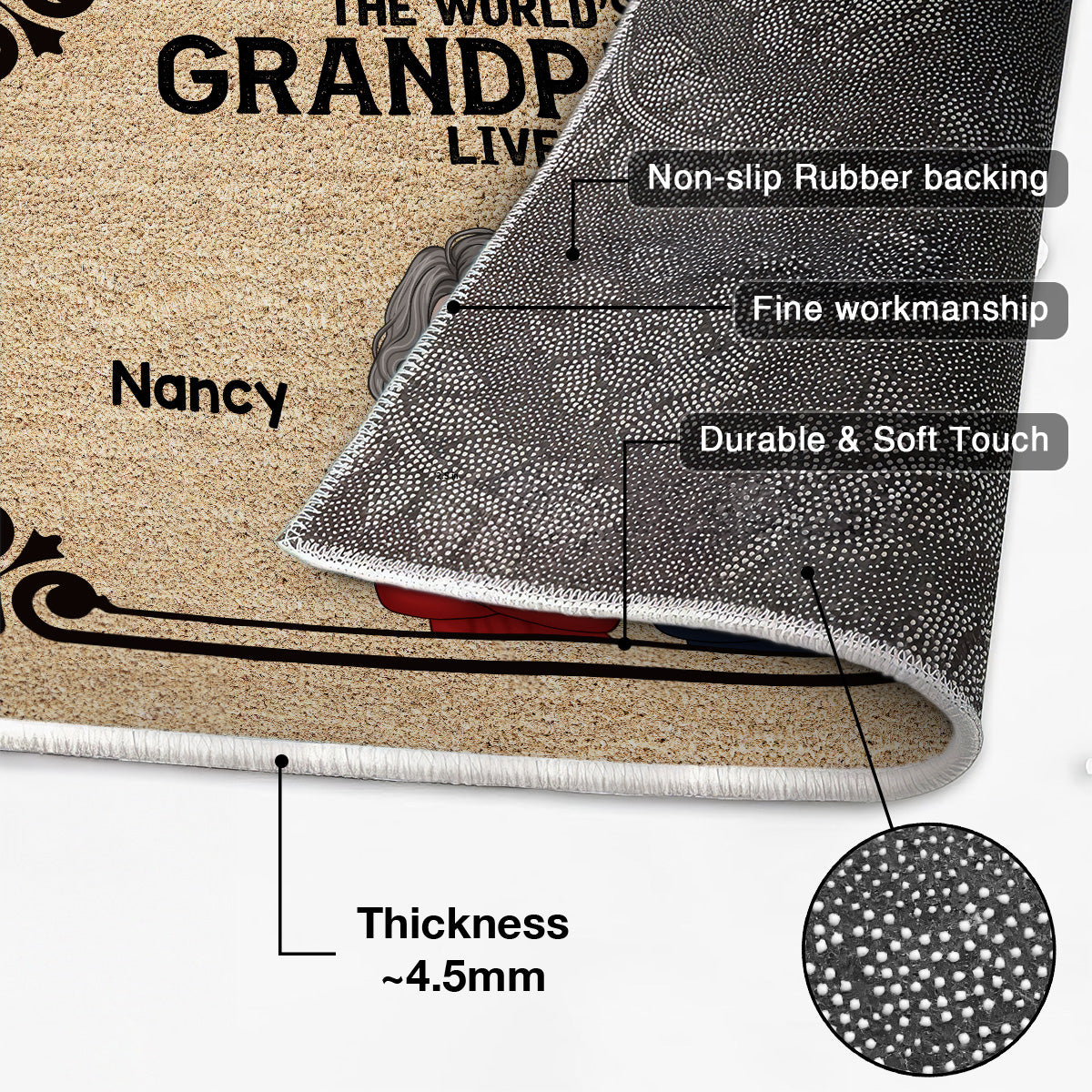 The World‘s Best Grandparents Grandpa Grandma Live Here Personalized Doormat