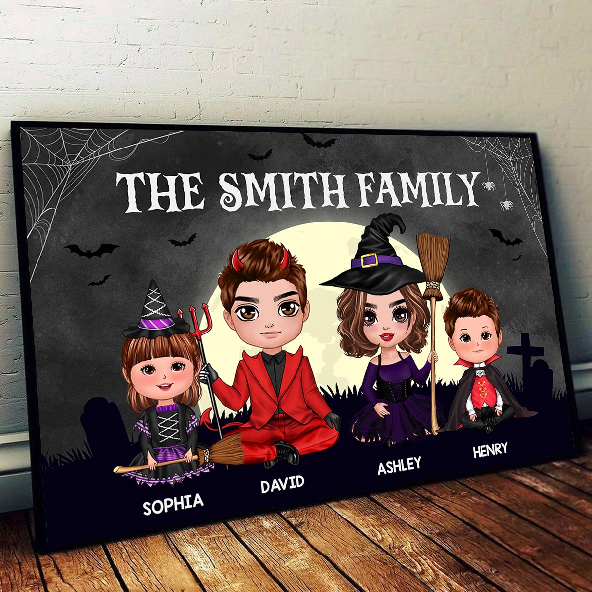 Halloween Family Sitting Personalized Poster, Halloween Decoration