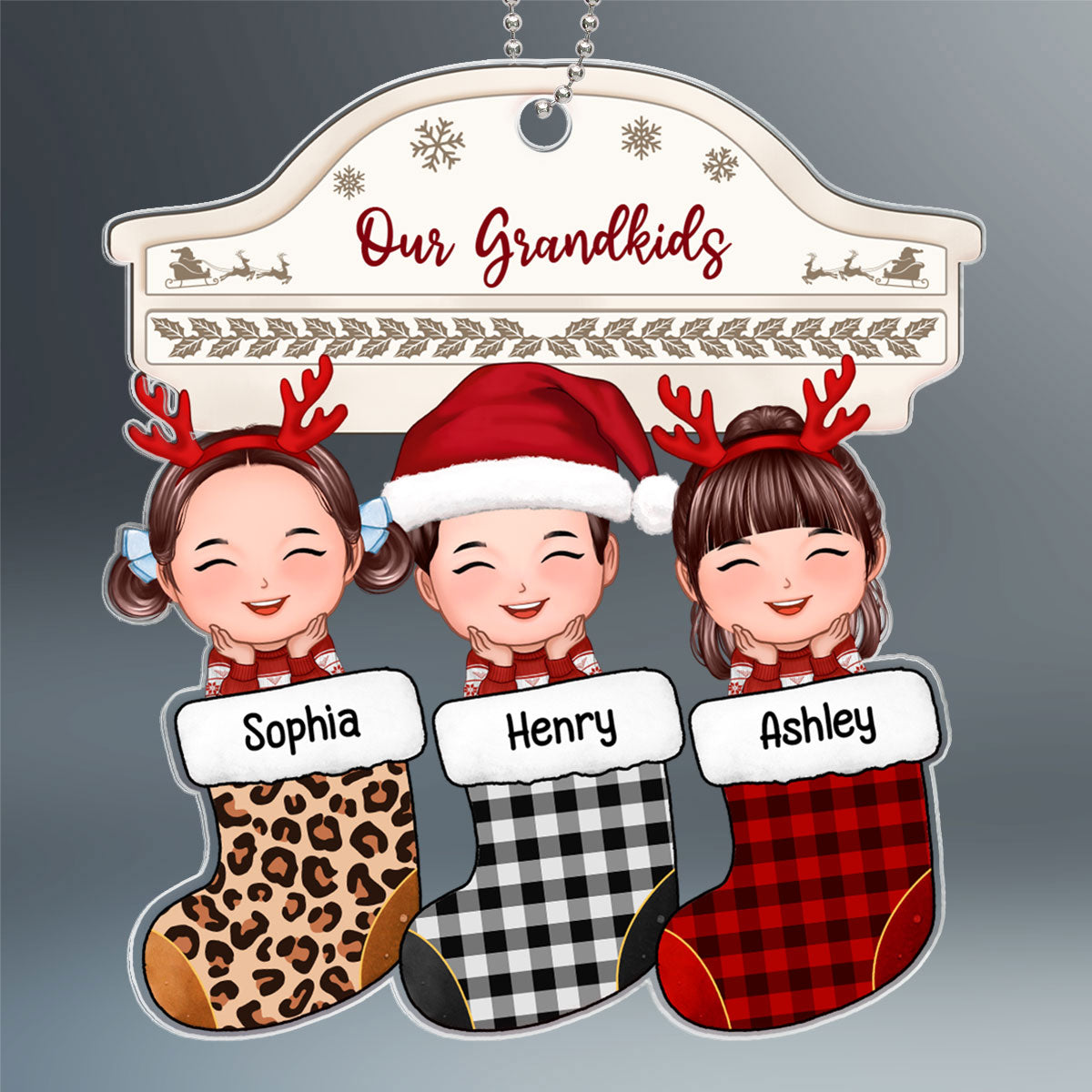 My Grandkids Christmas Stocking Fireplace Personalized Acrylic Ornament