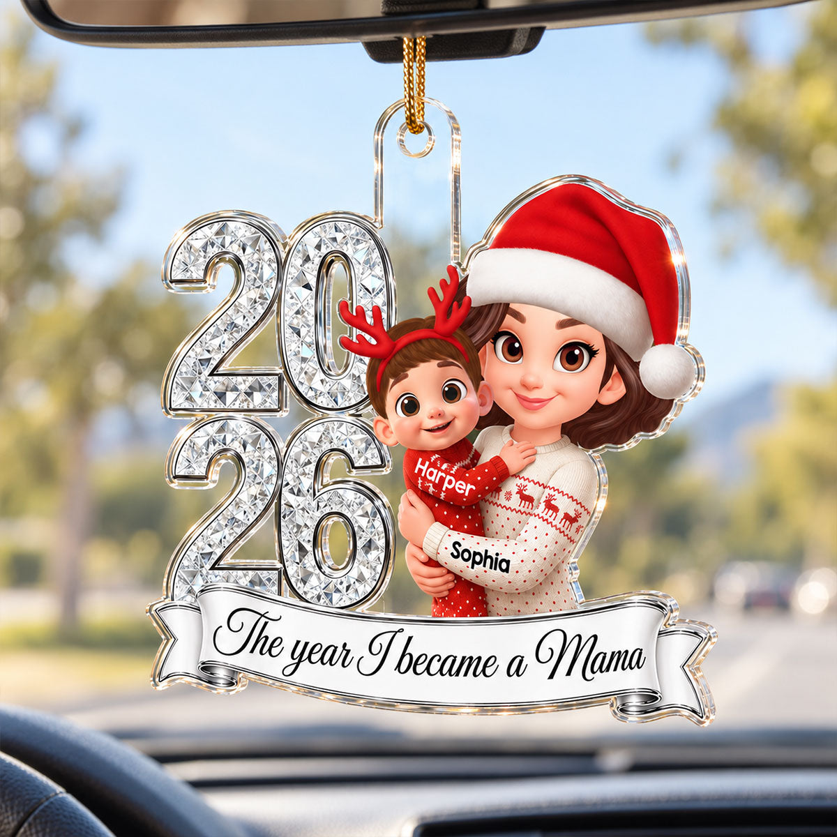 The Year I Became A Mom 2026 2D Flat - Personalized Acrylic Ornament - First Christmas As Mom Keepsake Gift