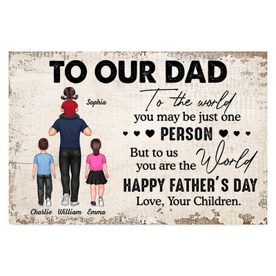 To My Dad Piggy Back Personalized Horizontal Poster