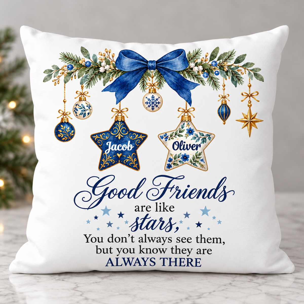 Good Friends Are Like Stars - Personalized Pillow - Christmas Gift for Best Friends