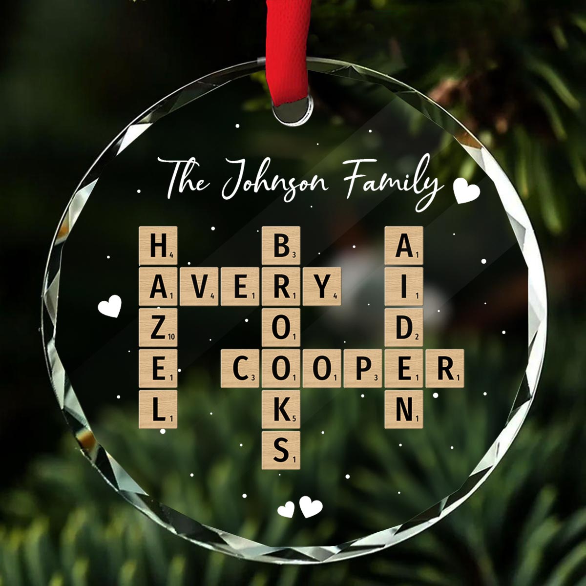 Unique Decor Crossword Puzzle Art - Personalized Glass Ornament