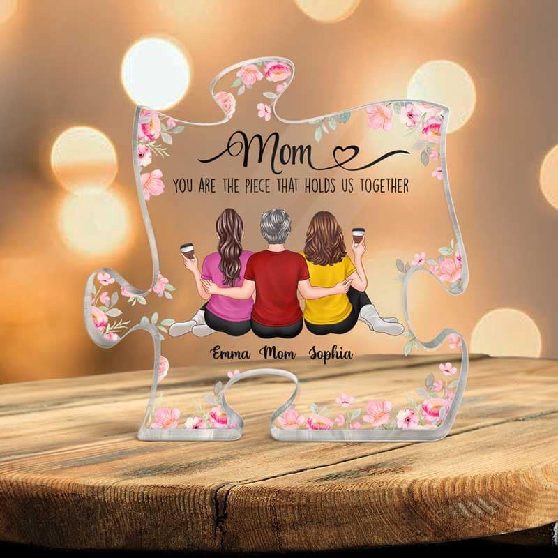 Embracing Mom Daughters You Are The Piece Personalized Puzzle Acrylic Plaque