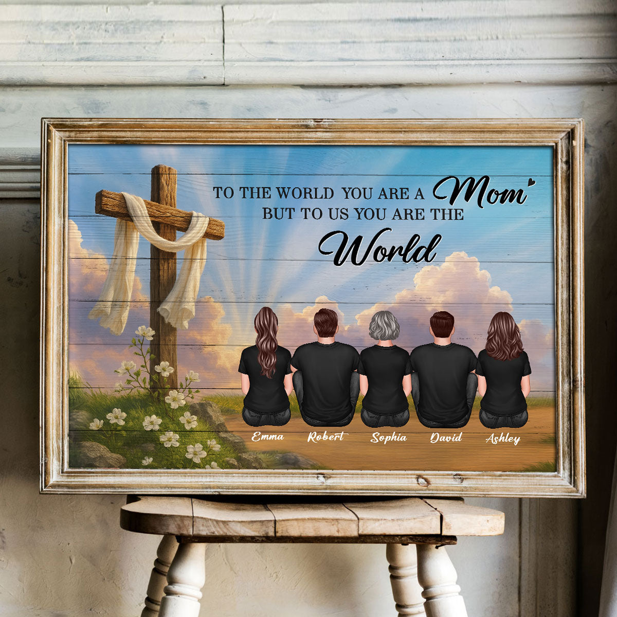 Cross Mom You are the World Personalized Poster