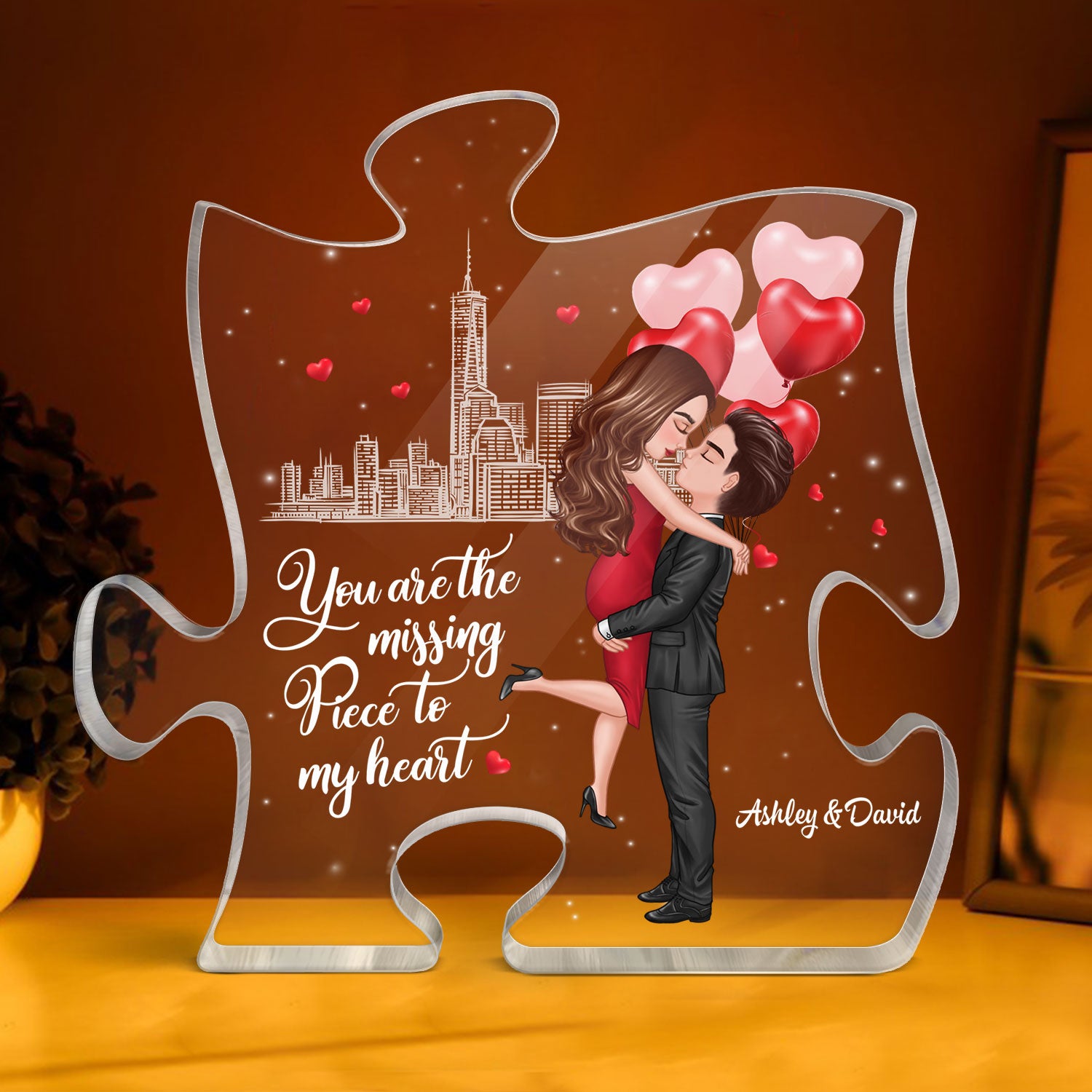 The Missing Piece To My Heart - Personalized Acrylic Block Plaque - Anniversary Gift For Him, Gift For Her