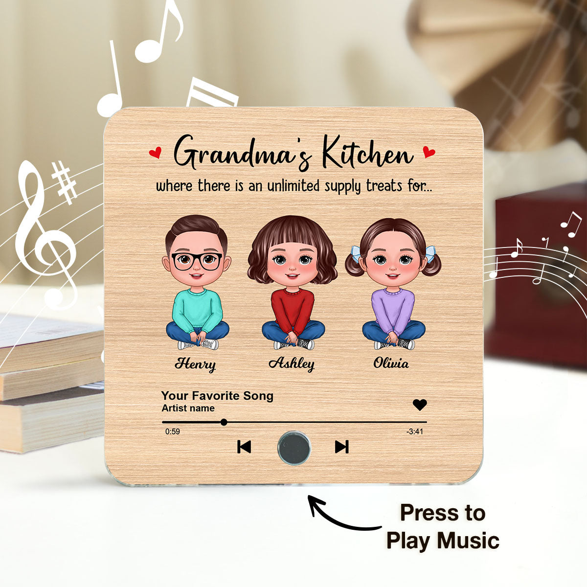 Grandma's Kitchen Where There Is An Unlimited Supply Treats for Grandkids, Personalized Music Fridge Magnet, Heartfelt Gift, Birthday Gift for Grandma