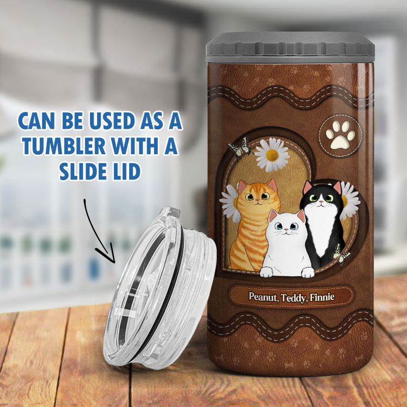 Fluffy Cat Lea Gift For Cat Lover Personalized 4 In 1 Can Cooler