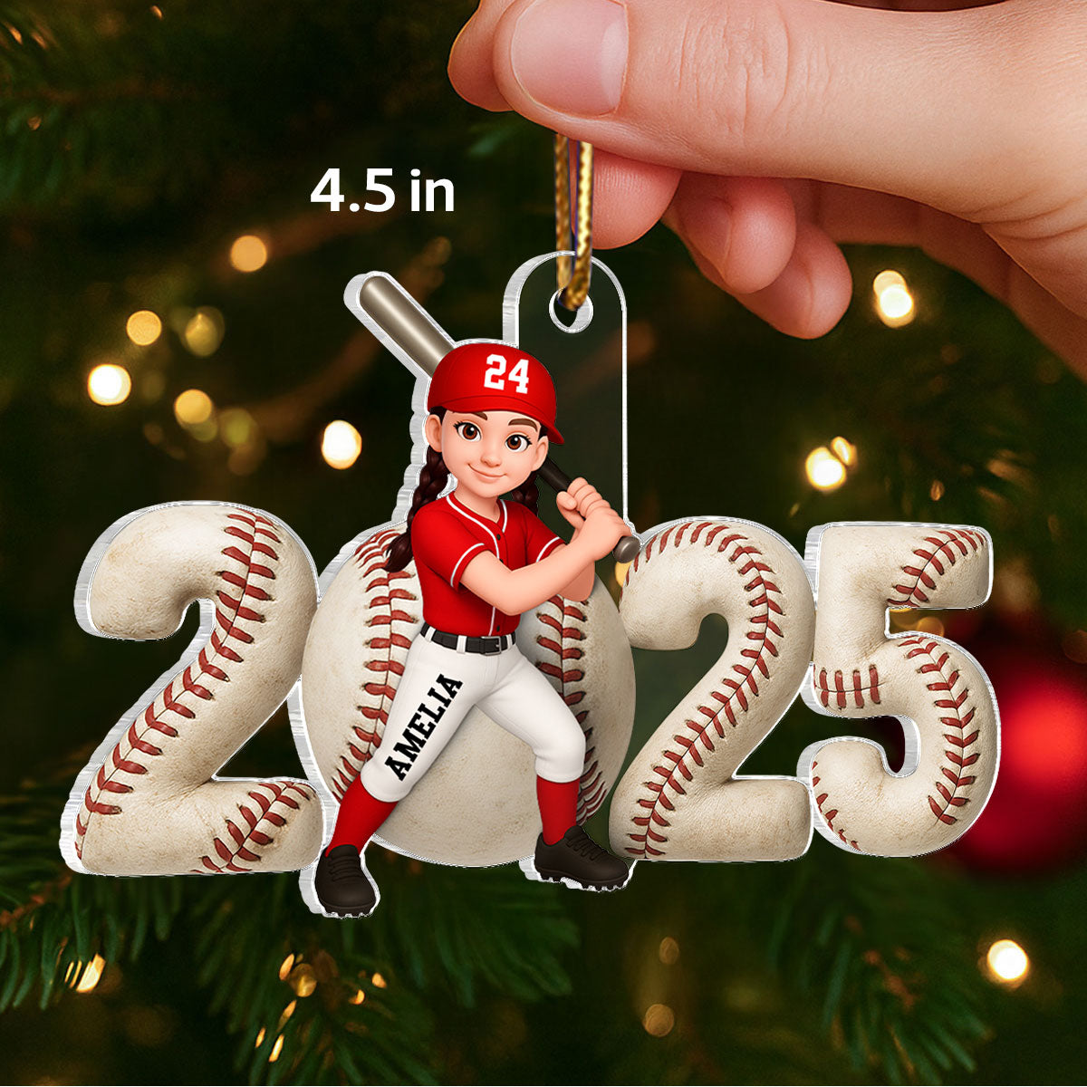 Baseball Player 3D Effect 2025 - Personalized Acrylic Ornament - Christmas Gift For Teen Boy Girl Daugter Son