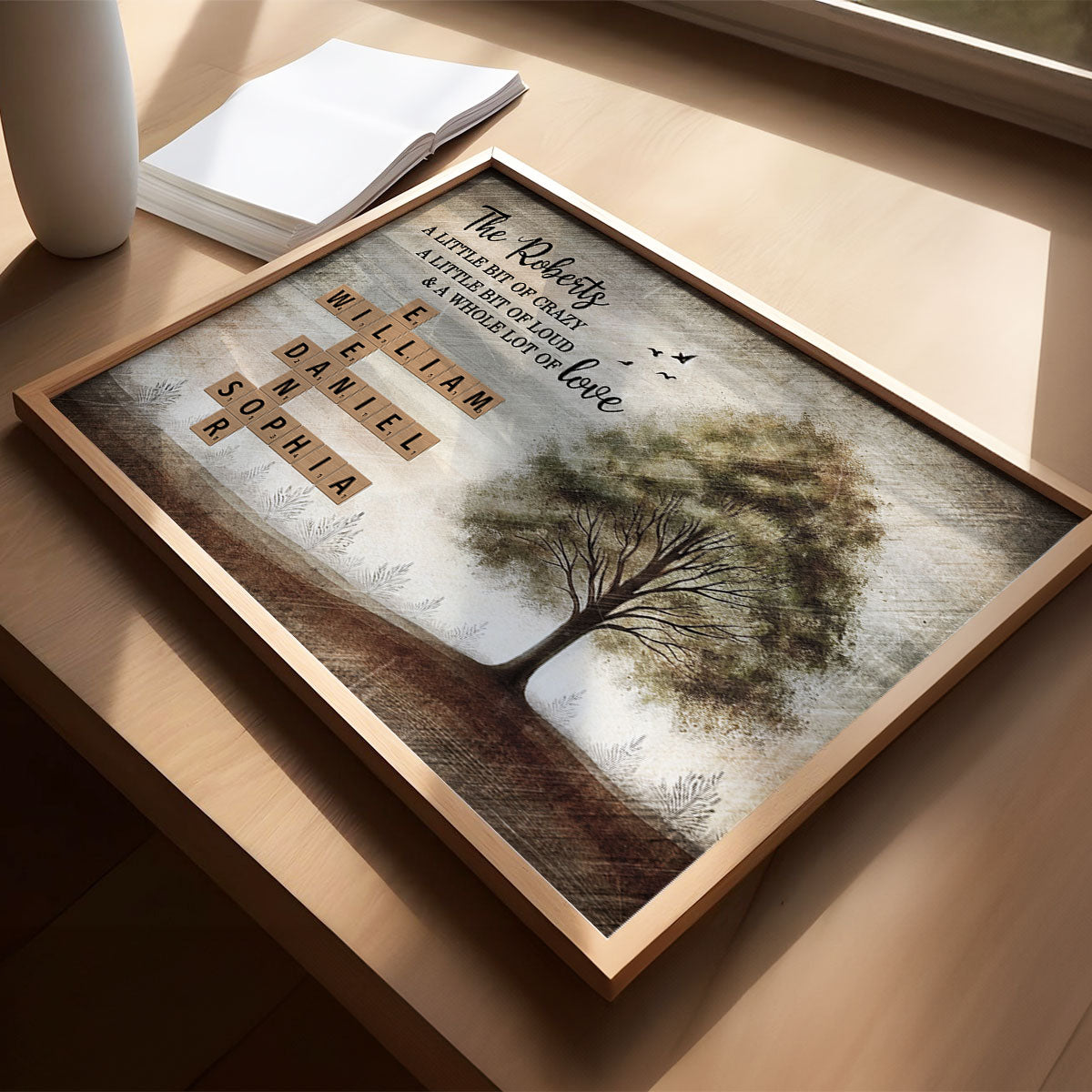 Family Whole Lot Of Love Family Tree Crossword Puzzle Art Personalized Poster, Gift For Husband, Wife, Dad, Mom