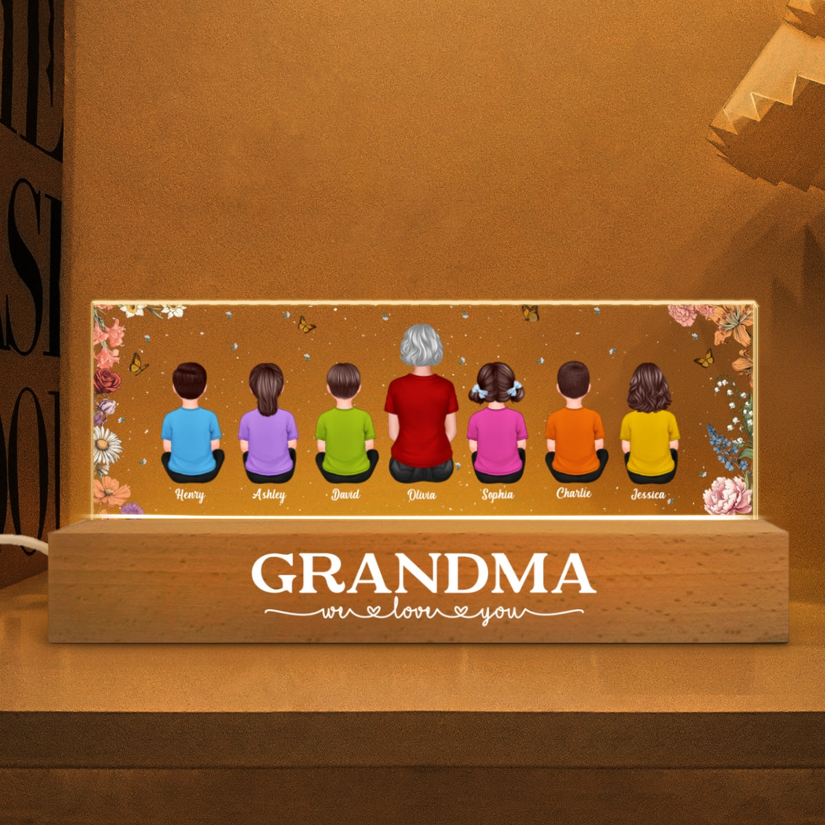 We Love You Personalized LED Night Light, Gift For Grandma Mom
