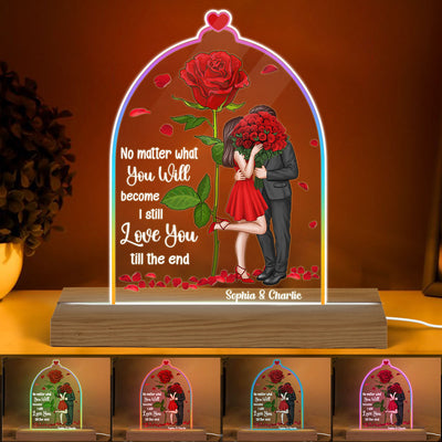 Standing Couple Kissing Rose Personalized Dome Shaped Acrylic LED Night Light