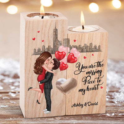 The Missing Piece To My Heart Couple Personalized Candle Holder