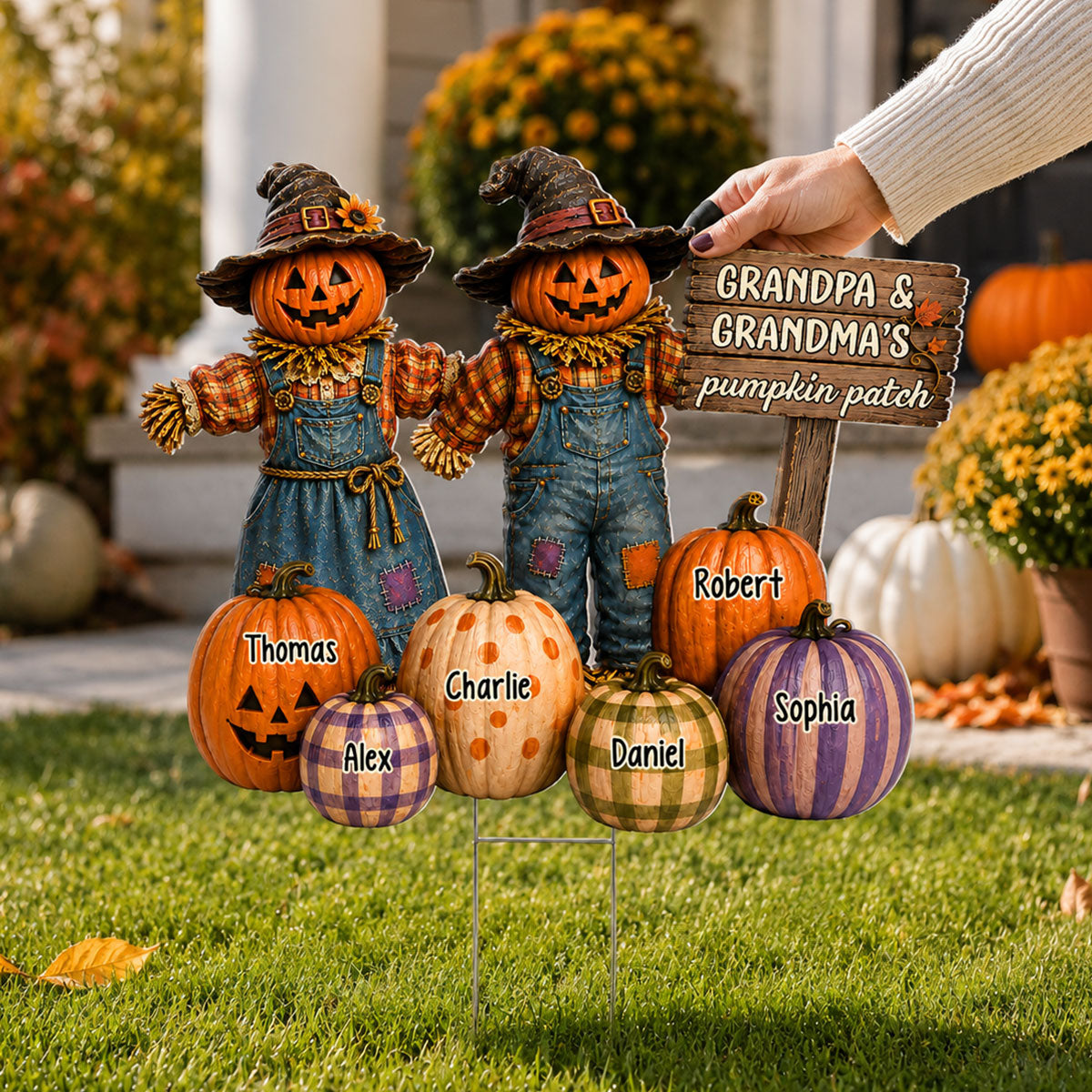 Halloween Fall Scarecrow Grandpa Grandma's Pumpkin Patch - Personalized Yard Sign - Fall Decor For Grandparents