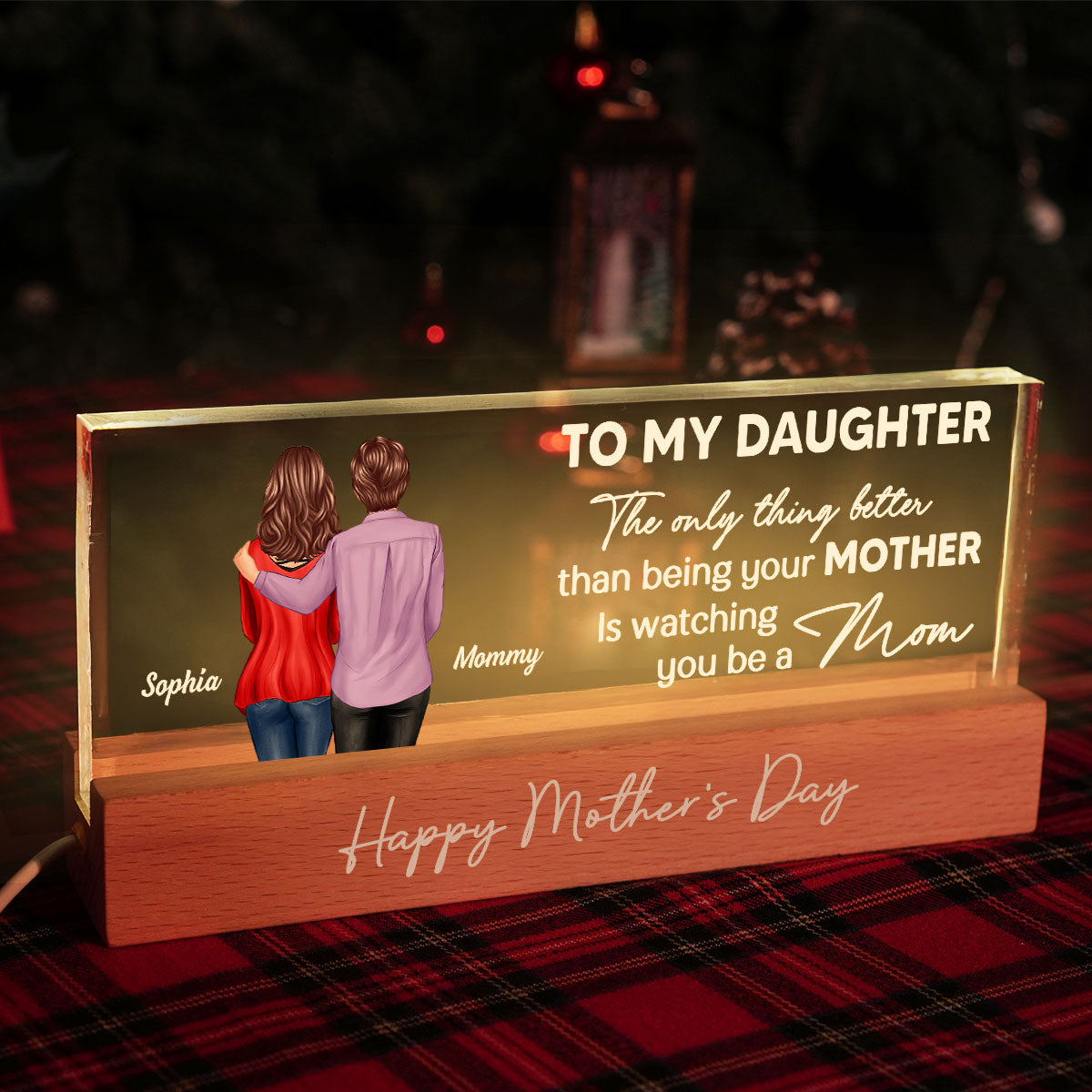 To My Daughter From Mom Personalized Acrylic Block LED Night Light
