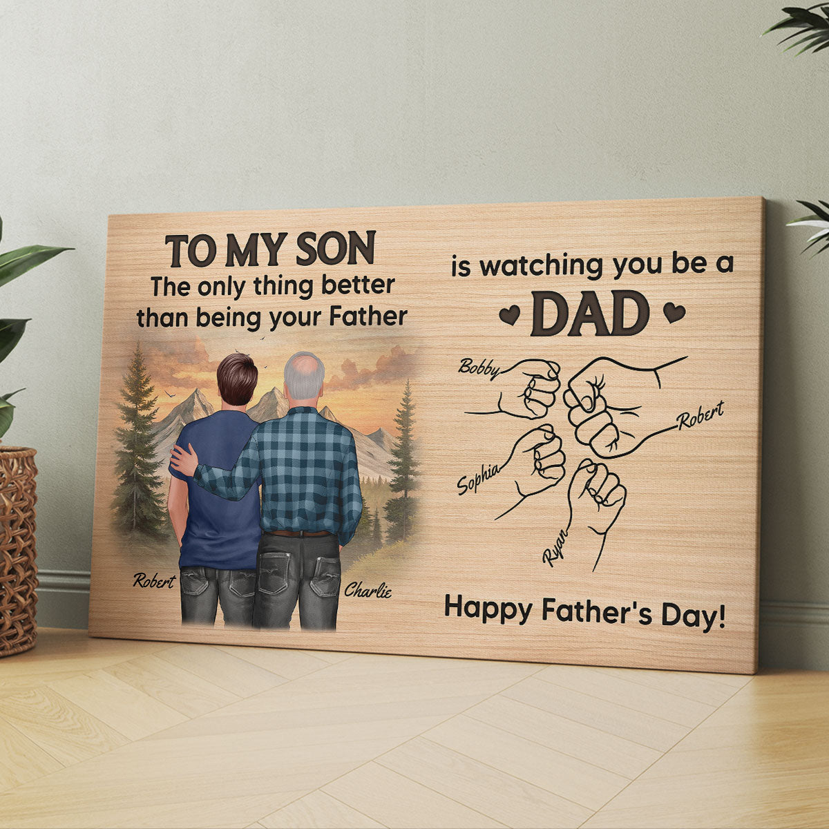 From Mom Dad To Son Watching You Be A Dad Personalized Wrapped Canvas, Gift For Son