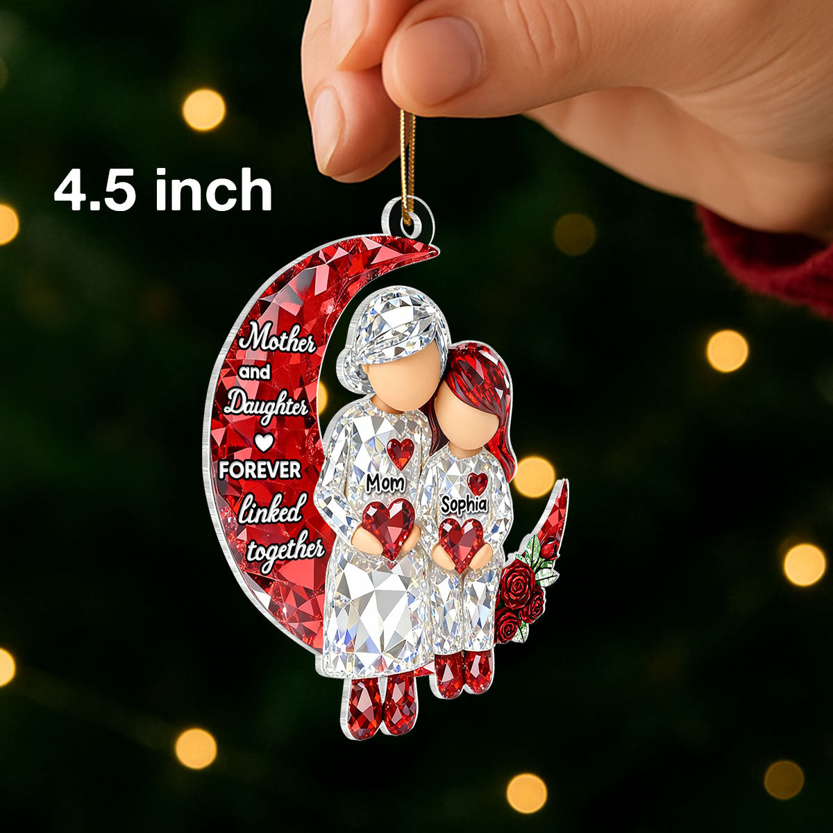 Mother & Daughter Forever Linked Together - Personalized Acrylic Ornament - Sentimental Gift for Mom, Daughter
