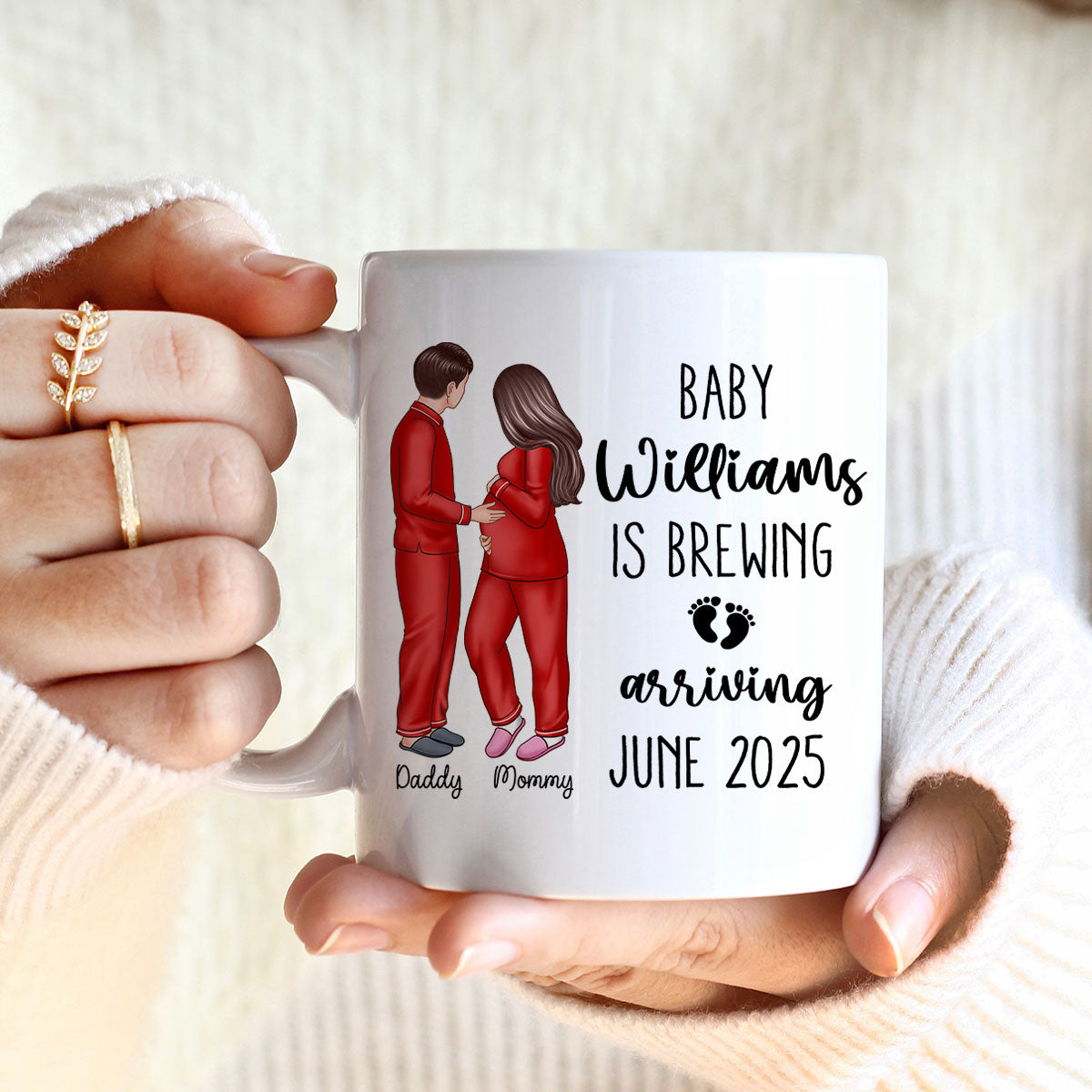 Baby Is Brewing Pregnancy Couple Personalized Mug Expecting Mom Gift, Expecting Parents Gift,  Gift