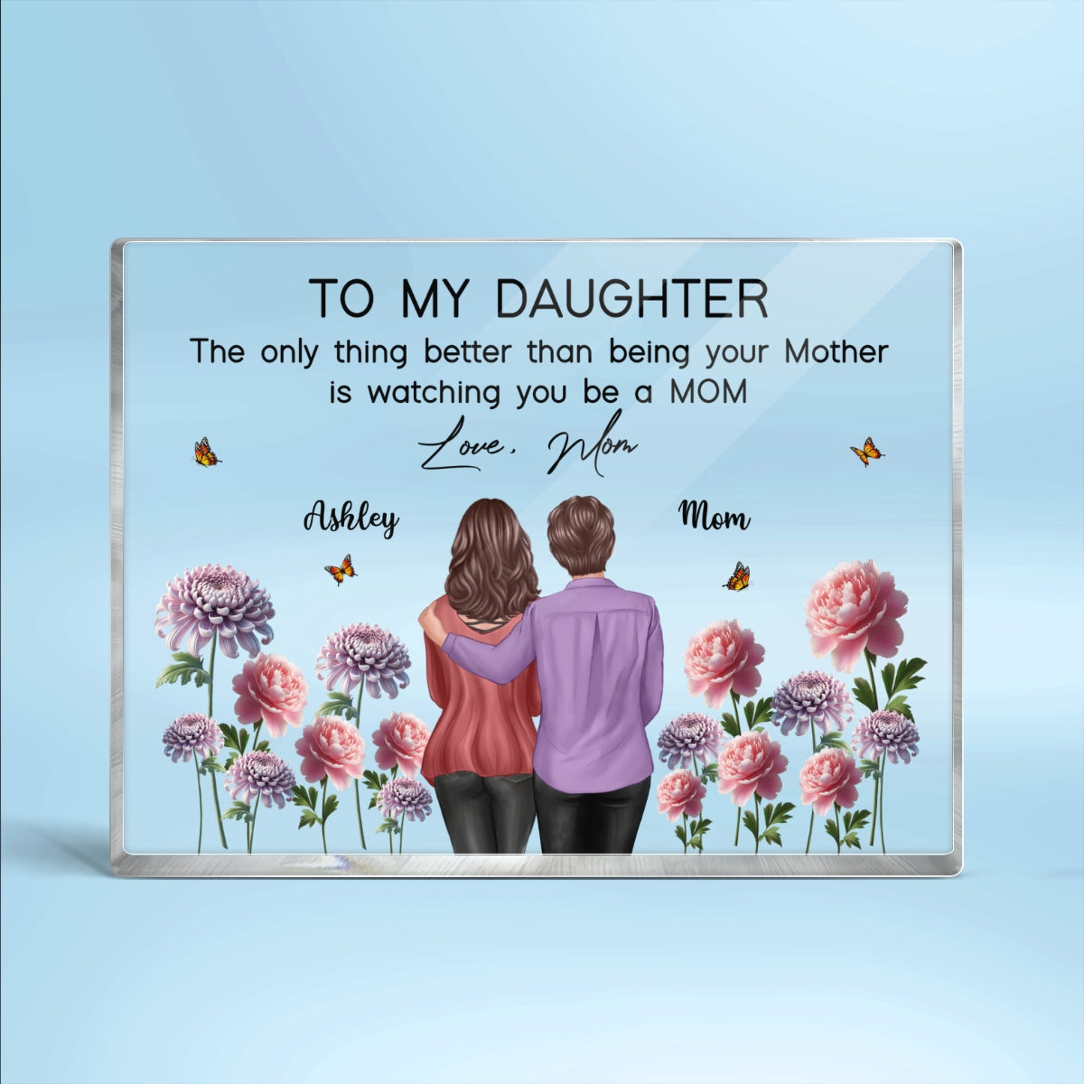 To My Daughter From Mom Happy Mother's Day Birth Flower - Personalized Acrylic Block Plaque - Heartfelt Gift For Daughter