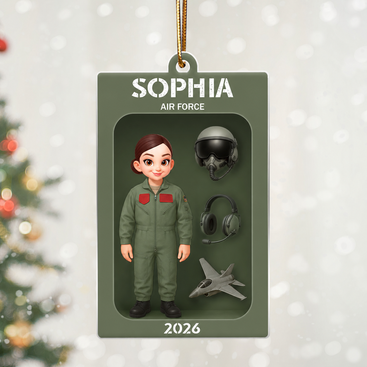 Air Force Figure 3D Effect Personalized Acrylic Ornament - Special Gift For The Air Force