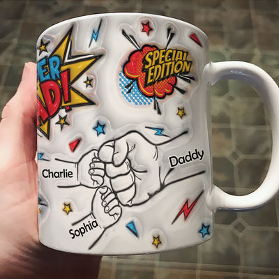Best Dad Ever Fist Bump Personalized 3D Inflated Effect Mug, Father's Day Gift for Dad