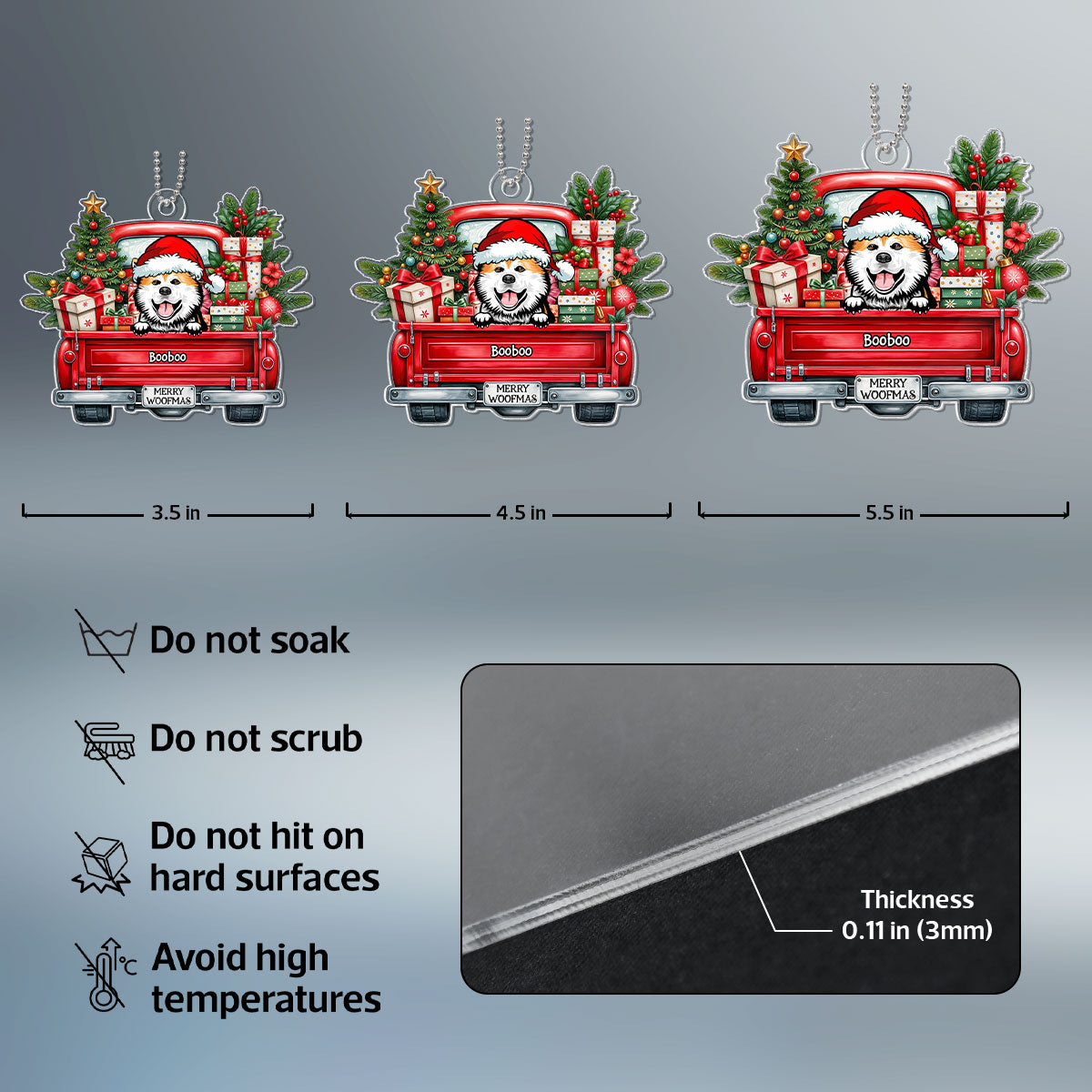 Merry Woofmas Dogs On Truck Personalized Acrylic Ornament, Christmas Gift For Dog Mom Dog Dad